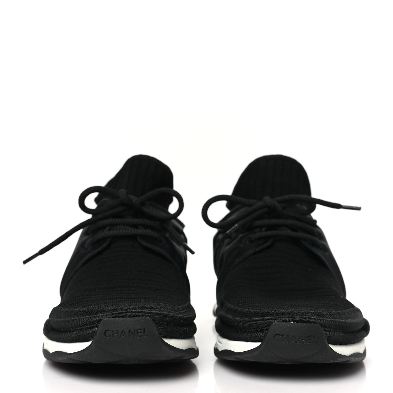 Chanel Stretch Fabric Womens CC Sneakers 40 Black 3 of 10