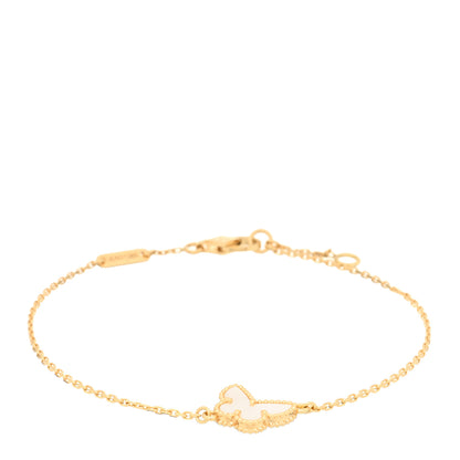 Van Cleef & Arpels 18K Yellow Gold Mother of Pearl Sweet Alhambra Butterfly Bracelet 1 of 3