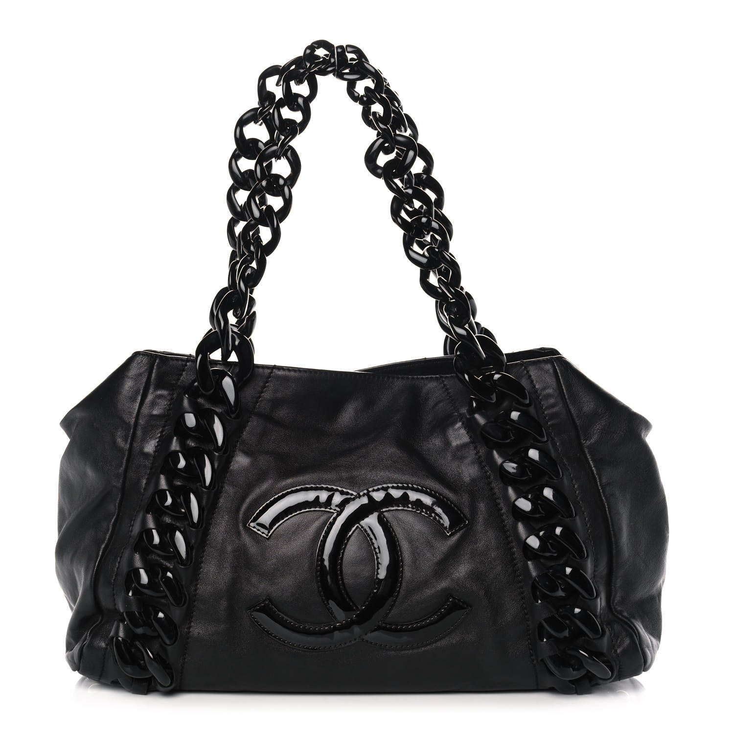 Chanel Calfskin Modern Chain Rhodoid East West Tote Black 1 of 13