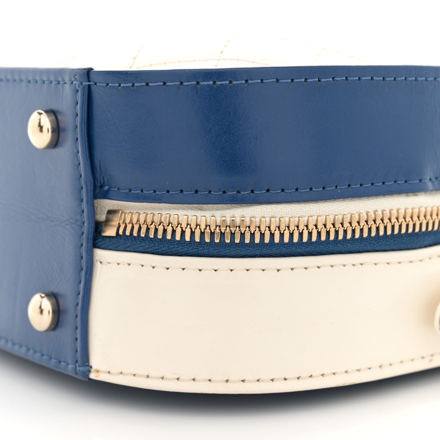 Chanel Calfskin Stitched Vanity Case White Blue 10 of 11