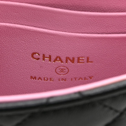 Chanel Lambskin Quilted Bi-Color Top Handle Clutch With Chain Black Pink 7 of 11