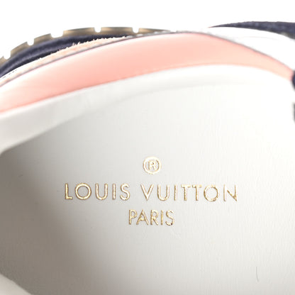 Louis Vuitton Suede Calfskin Run Away Sneakers 37 Blue Pink White 6 of 8