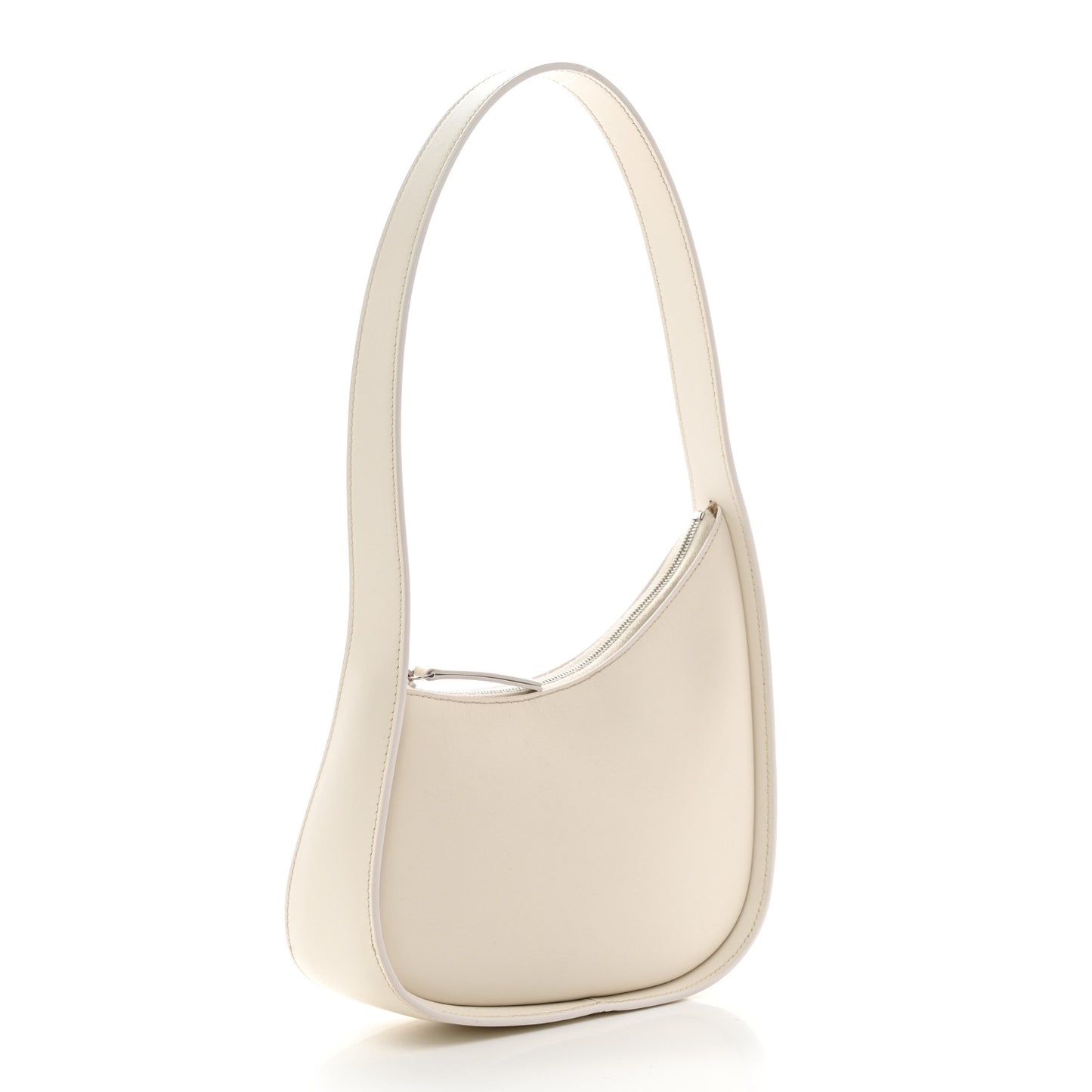 Smooth Calfskin Half Moon Shoulder Bag New Ivory