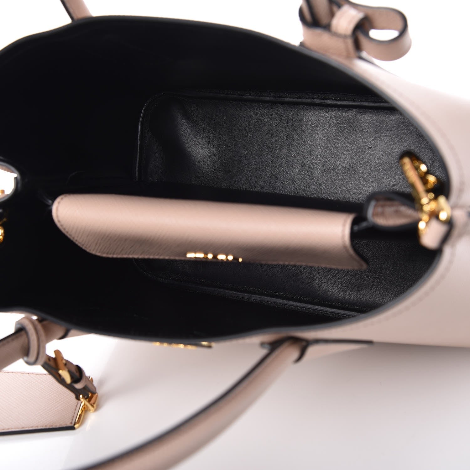 Prada Saffiano Cuir Small Double Bag Cipria Nero Black 7 of 14