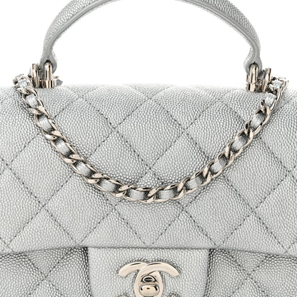 Chanel Metallic Caviar Quilted Mini Top Handle Rectangular Flap Silver 8 of 10