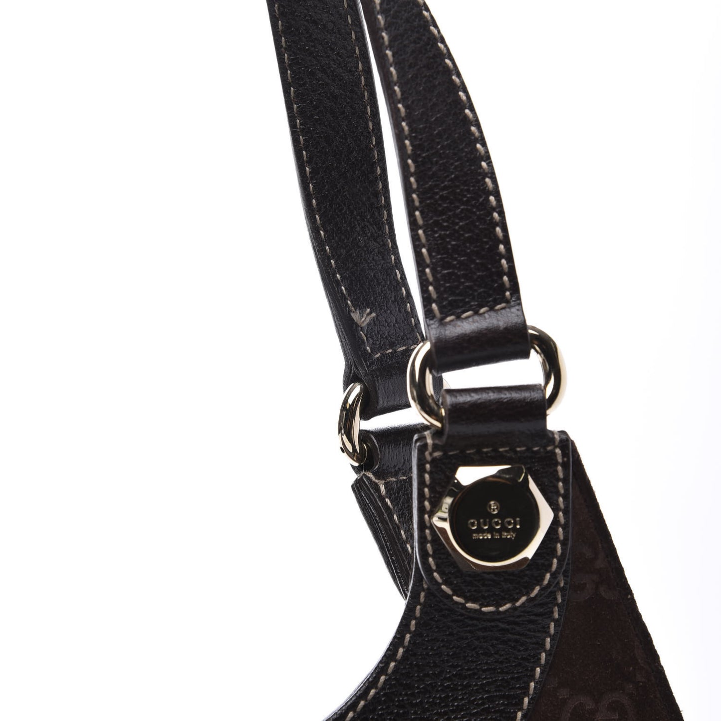 Monogram Suede Medium Charmy Shoulder Bag Dark Brown