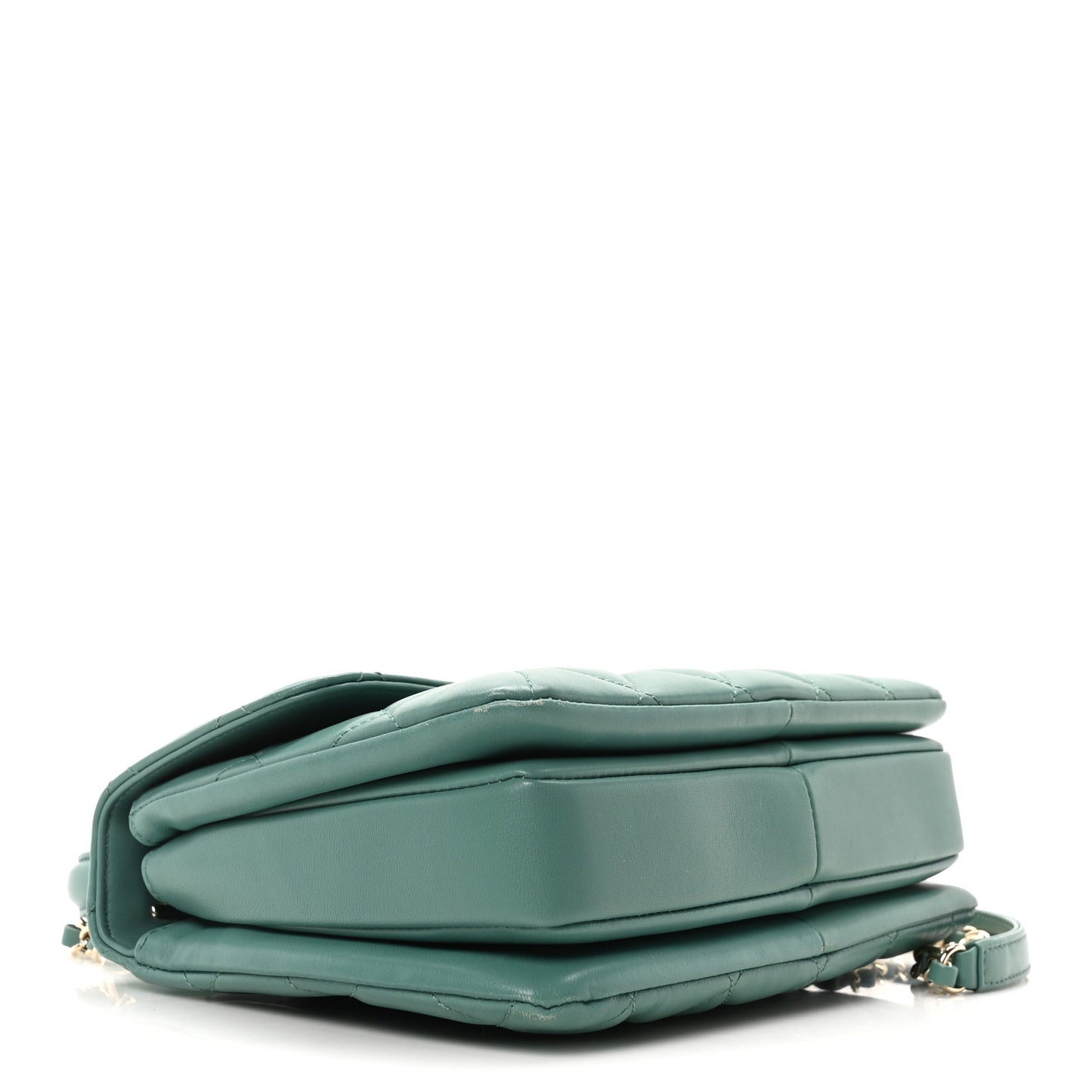 Lambskin Quilted Small Trendy CC Flap Dual Handle Bag Light Green