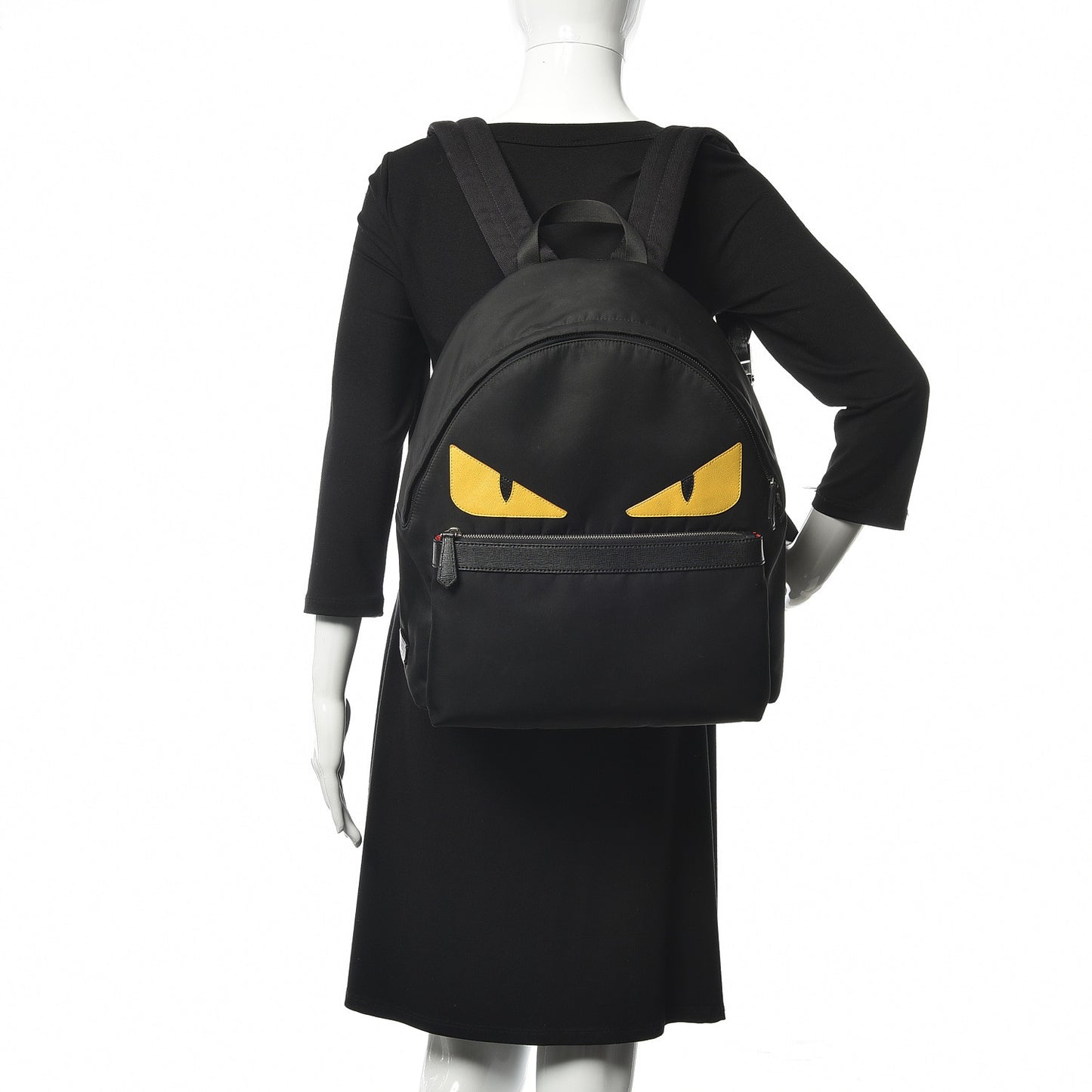 Nylon Vitello Elite Monster Eyes Rounded Backpack Black Yellow