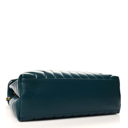 Saint Laurent Calfskin Y Quilted Monogram Medium Loulou Chain Satchel Sea Turquoise 4 of 10