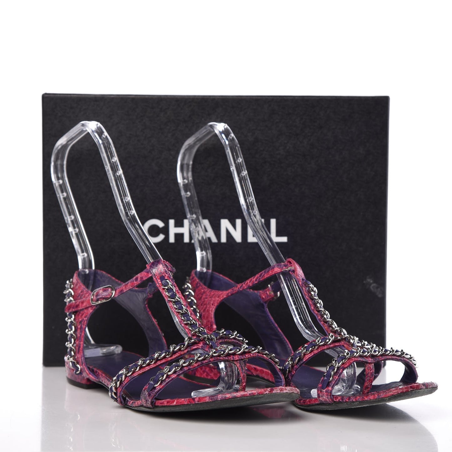 Shiny Python CC Chain Thong Sandals 41 Dark Pink