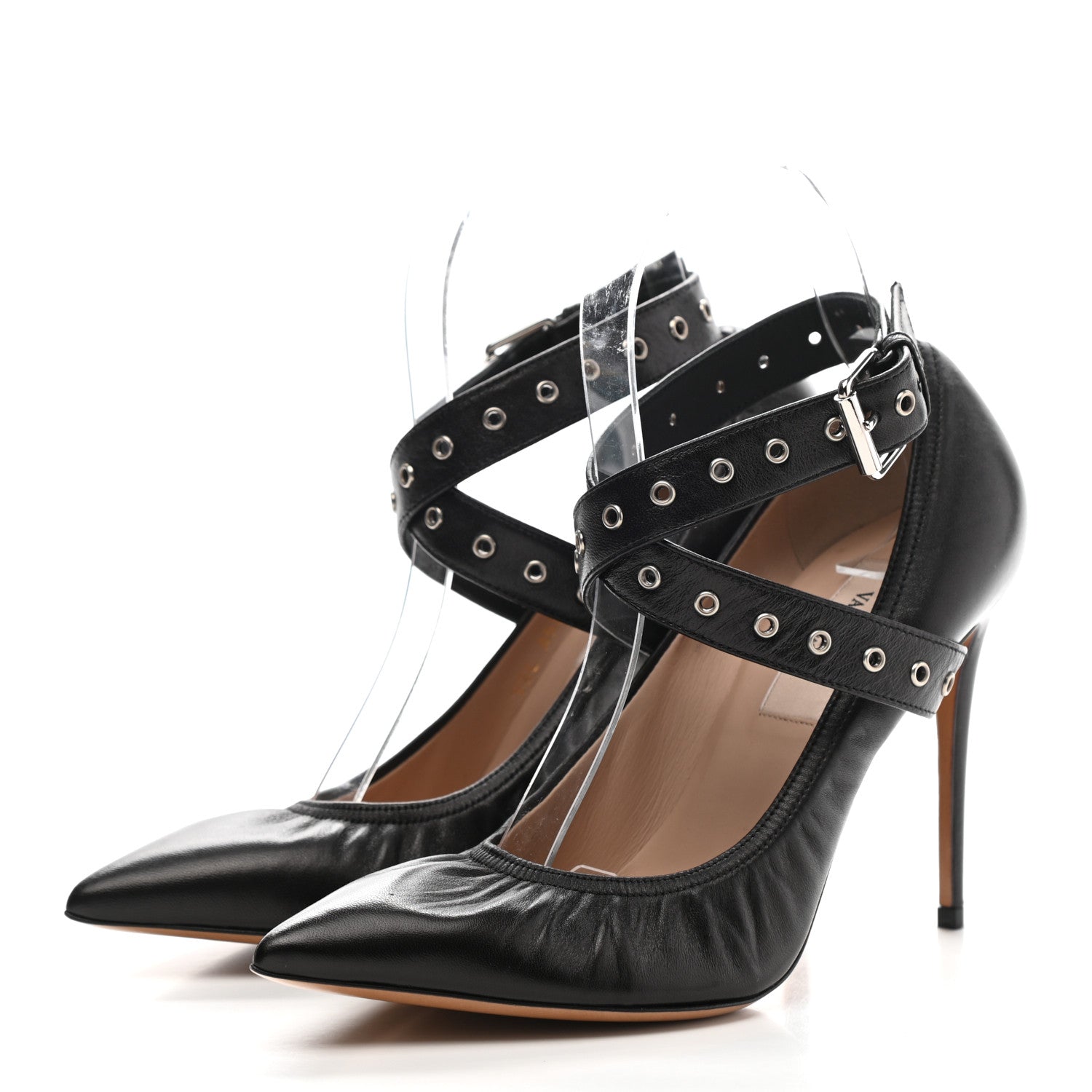 Valentino Garavani Nappa Love Latch Cross Strap 100mm Pumps 36.5 Black 3 of 9