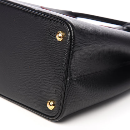 Prada Saffiano Cuir Small Double Bag Black Fuoco 8 of 9