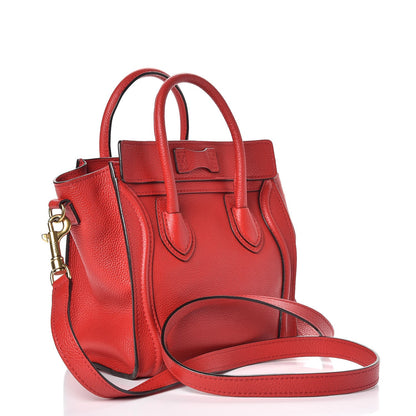 Celine Drummed Calfskin Nano Luggage Coquelicot 4 of 8