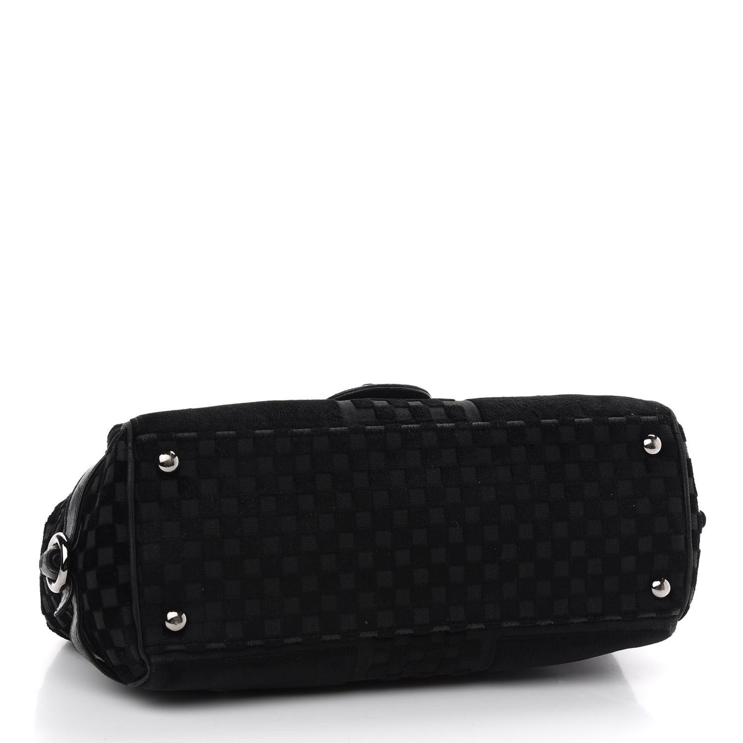 Velvet Checkered Flap Bag Black