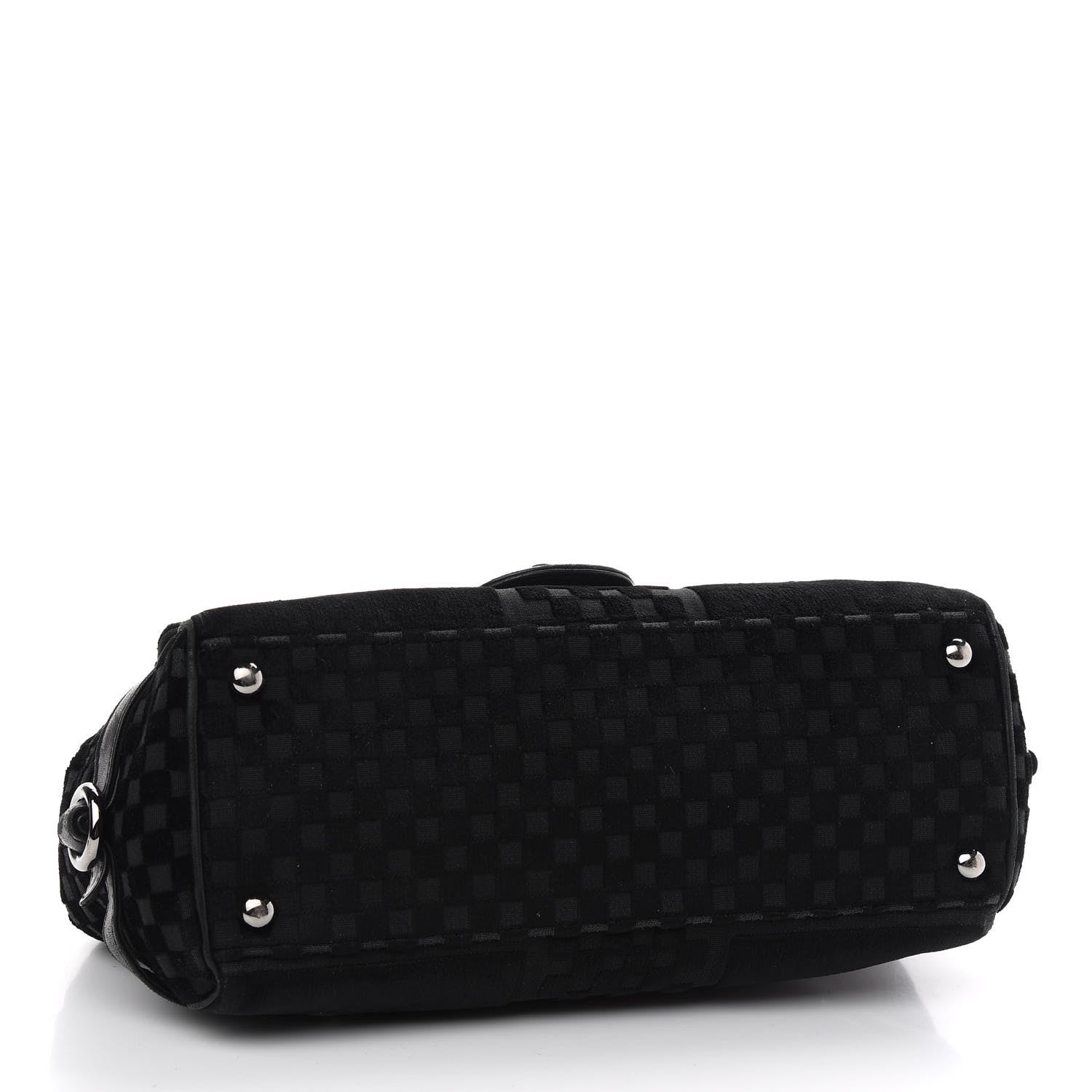 Chanel Velvet Checkered Flap Bag Black 4 of 9