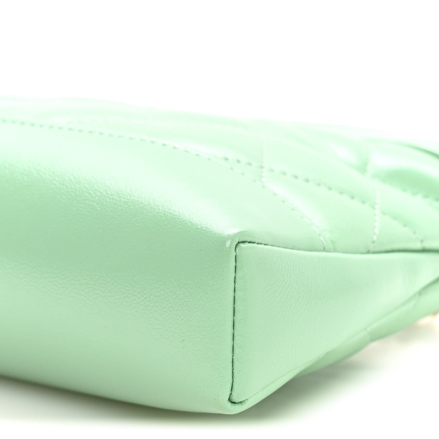Chanel Shiny Crumpled Calfskin Quilted Nano 31 Shopping Bag Light Green 10 of 11