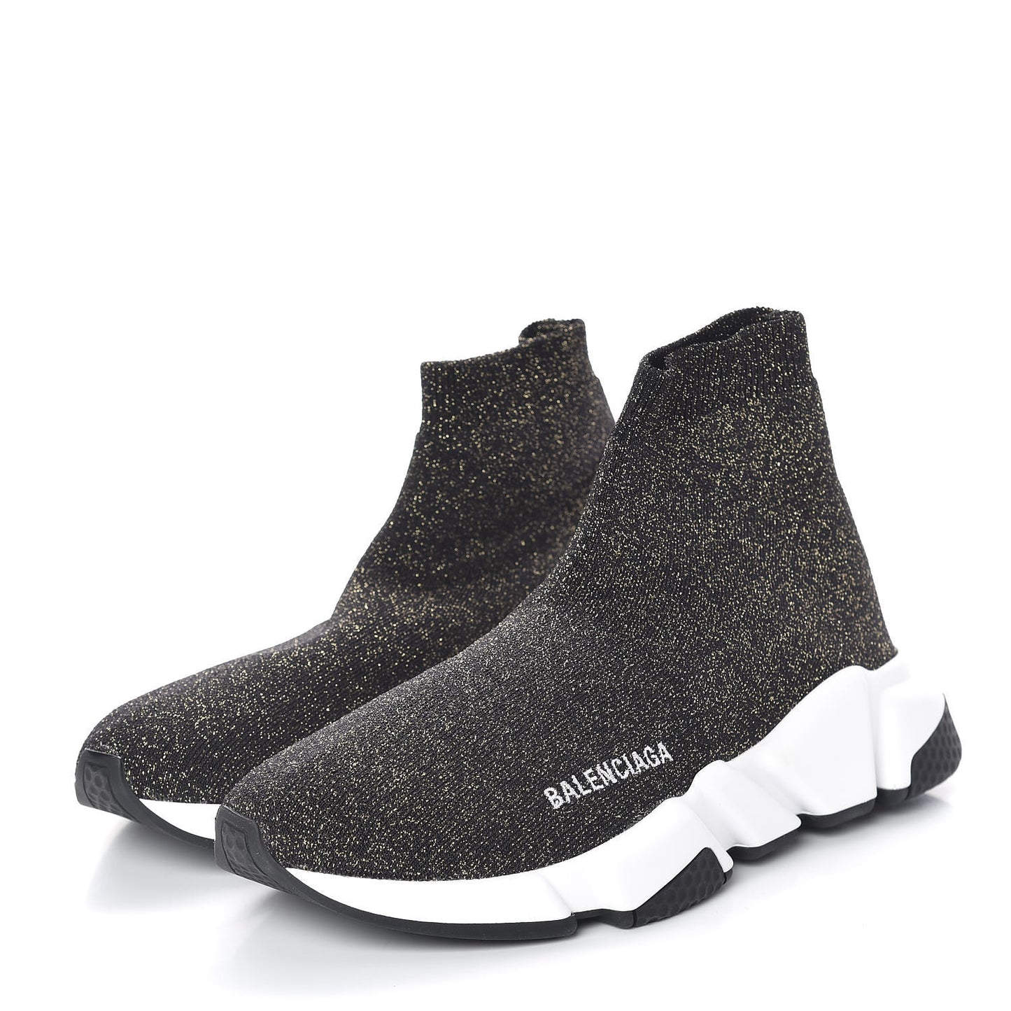 Knit Metal Womens Speed Sneakers 39 Black Gold