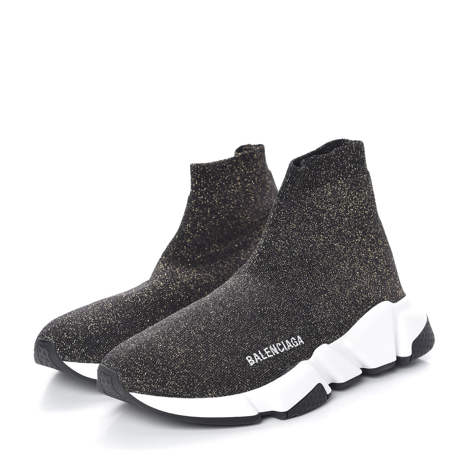 Balenciaga Knit Metal Womens Speed Sneakers 39 Black Gold 3 of 6