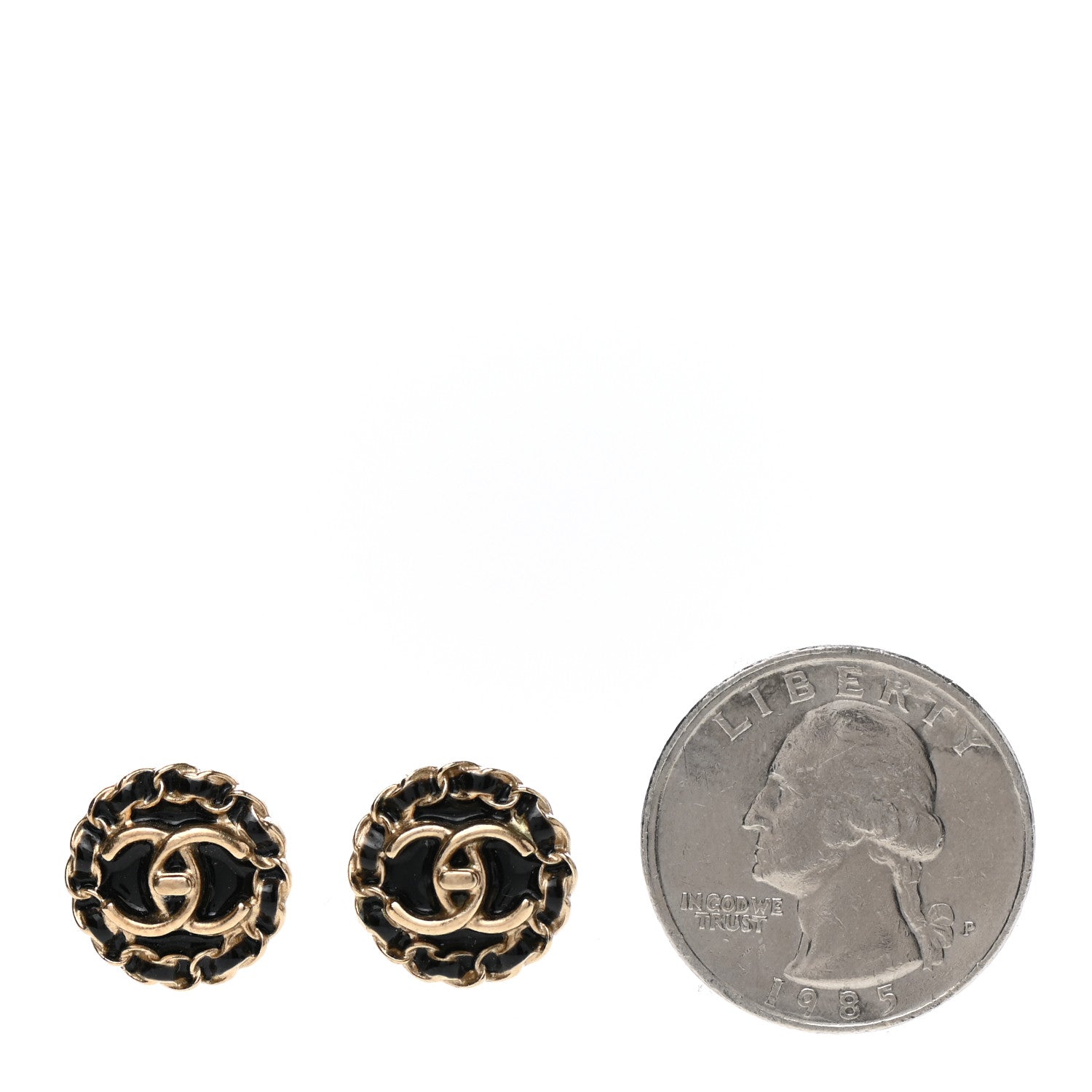 Chanel Metal Enamel CC Chain Turnlock Earrings Gold Black 2 of 4
