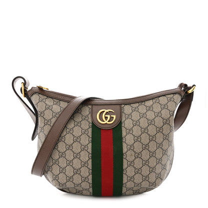 Gucci GG Supreme Monogram Web Small Ophidia Half Moon Hobo Brown 1 of 12