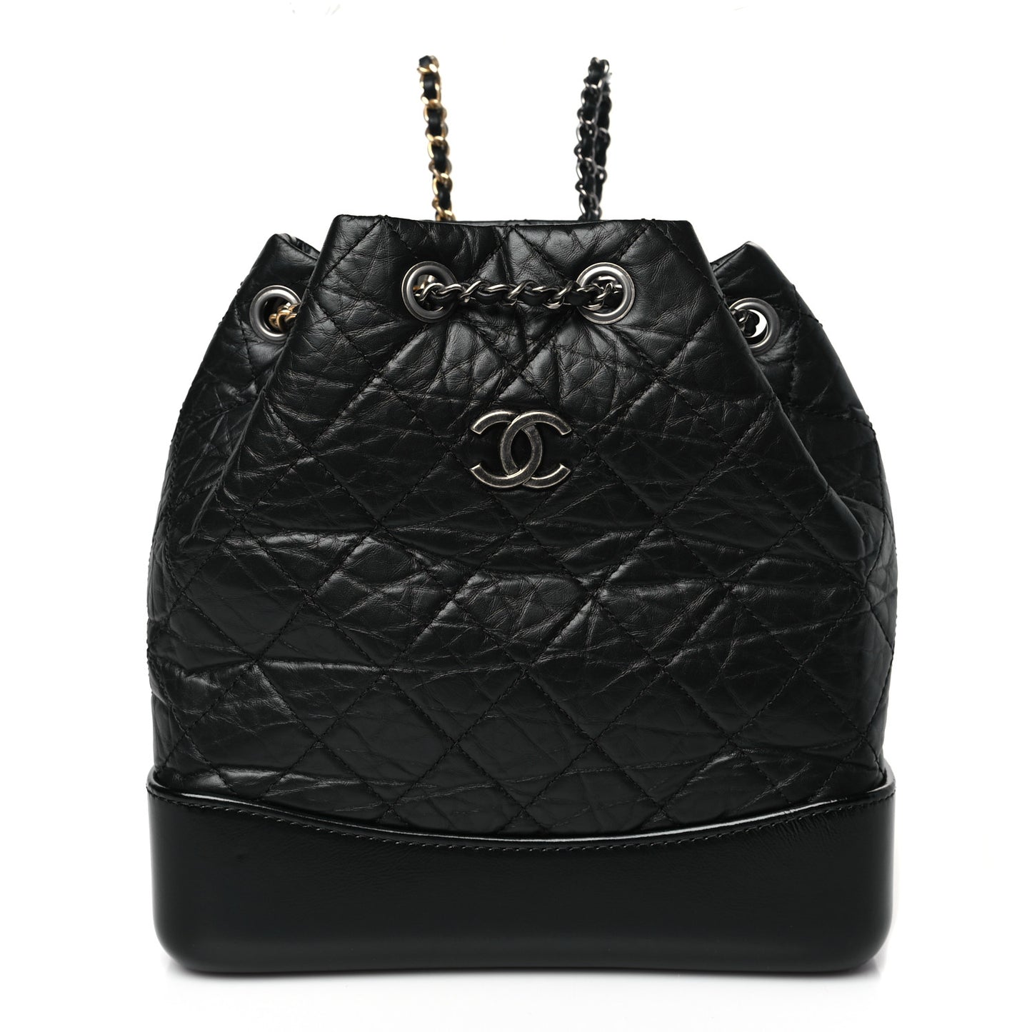 Aged Calfskin Quilted Small Gabrielle Backpack Black