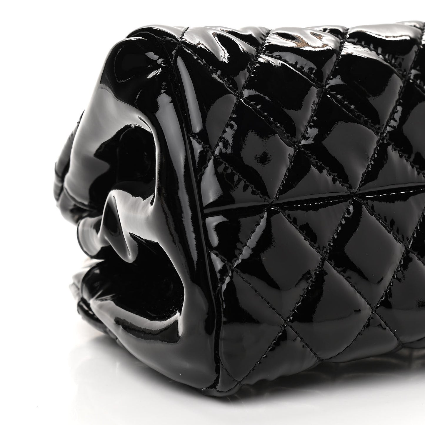 Patent Quilted Small Just Mademoiselle Bowling Bag Black
