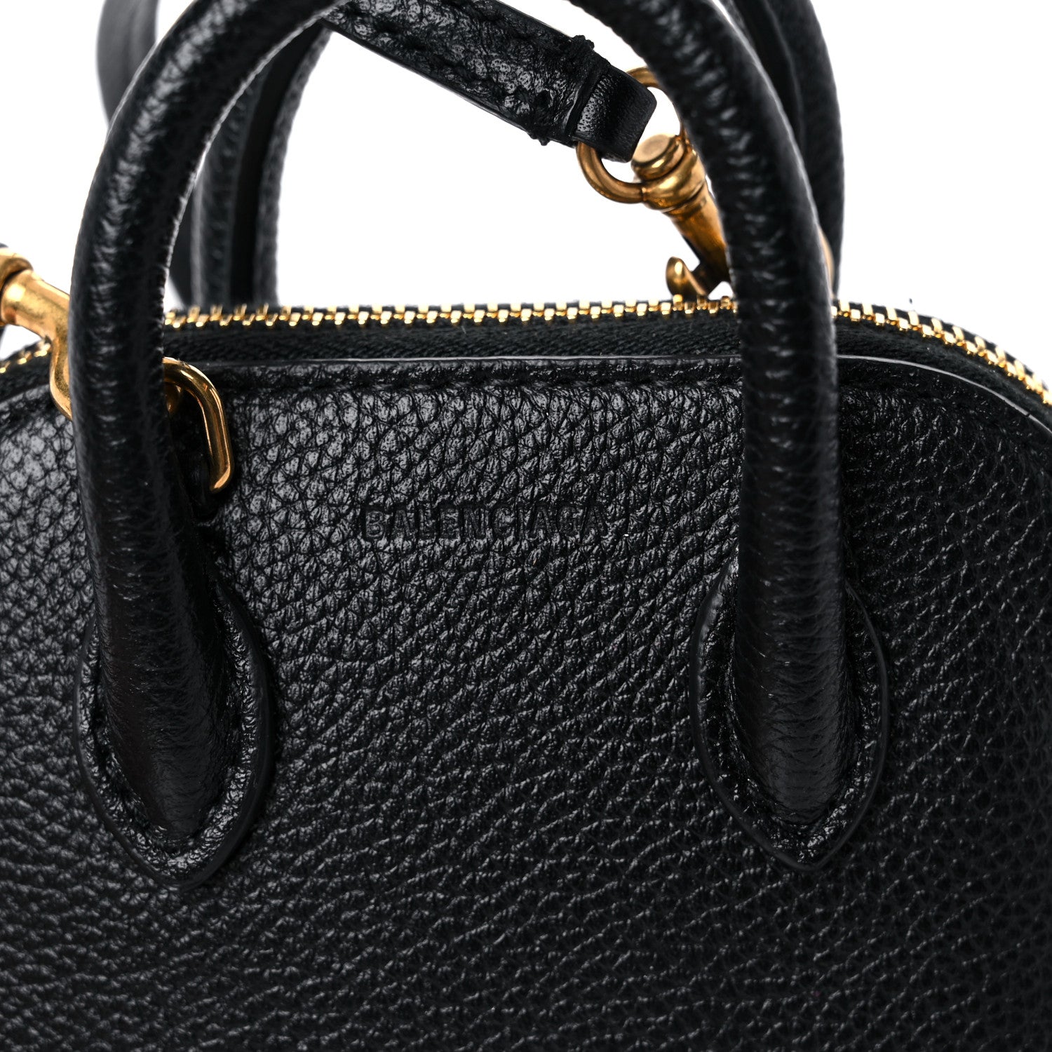 Balenciaga Grained Calfskin Logo Mini Ville Top Handle Bag Black White 11 of 11