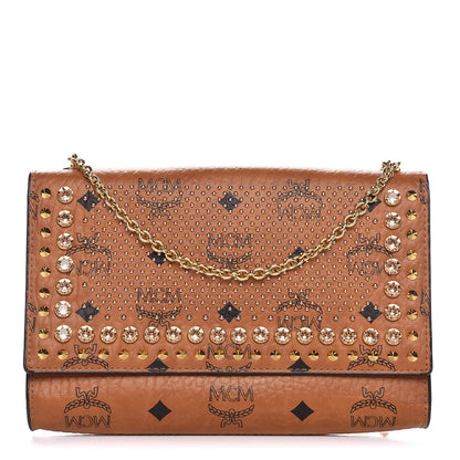 MCM Visetos Studded Chain Wallet Cognac 1 of 9
