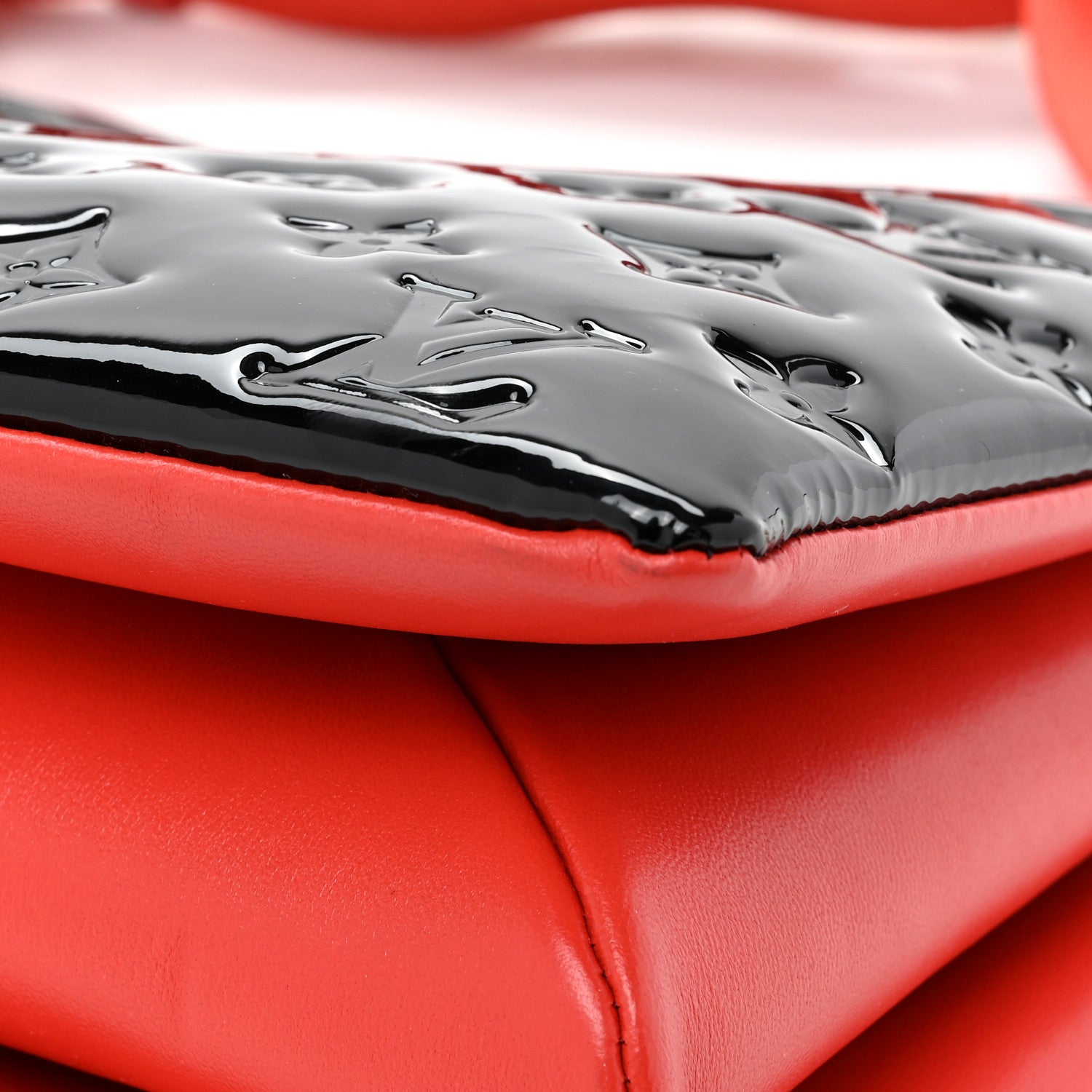 Louis Vuitton Patent Embossed Monogram Lambskin Coussin MM Black Red 15 of 15