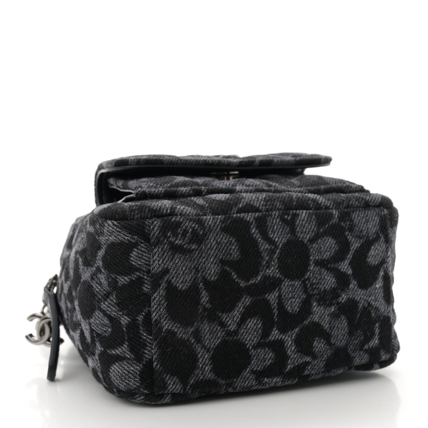 Chanel Denim Quilted Flower CC Mini Classic Backpack Black 4 of 11