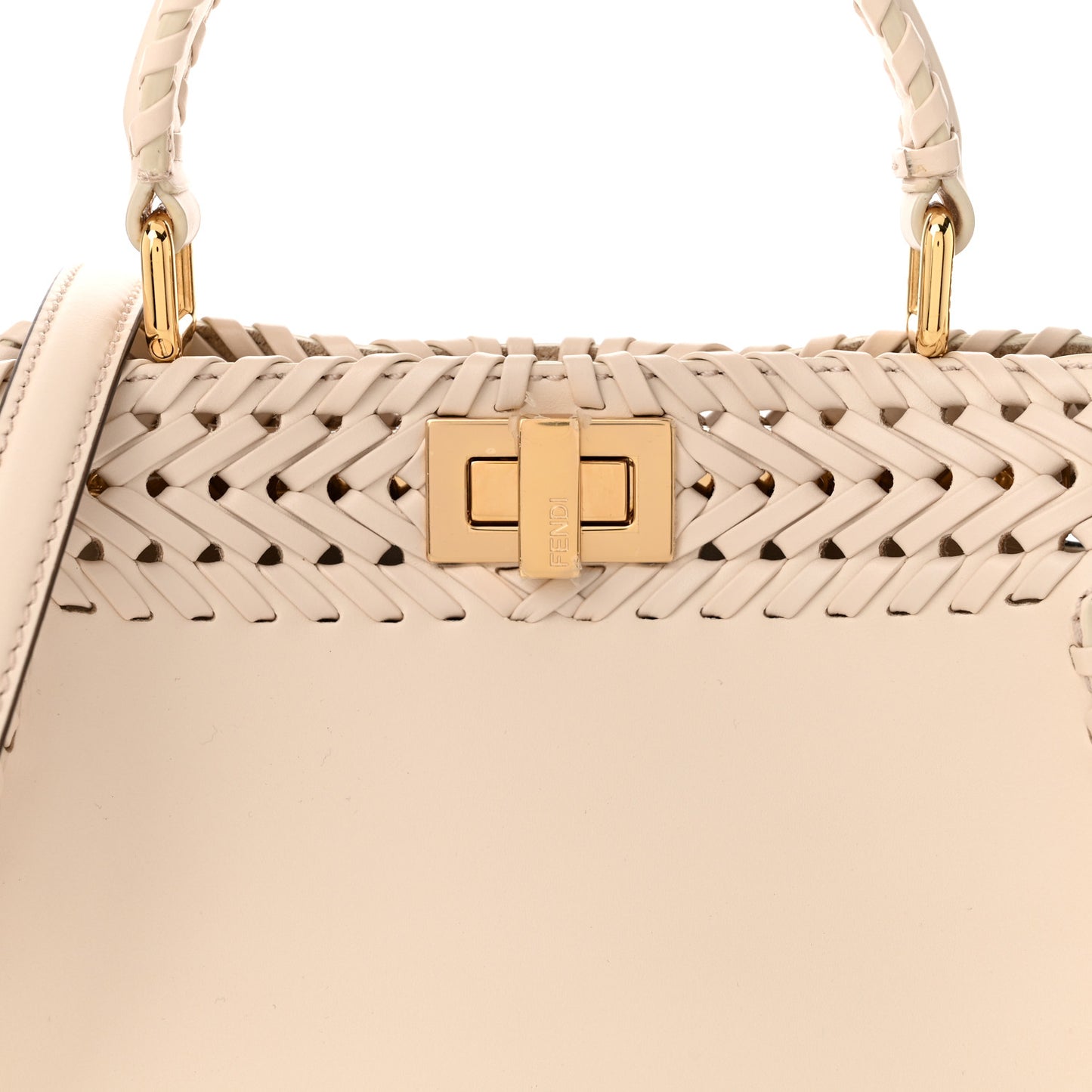 Nappa Interlace Mini Peekaboo Iconic Satchel Camelia