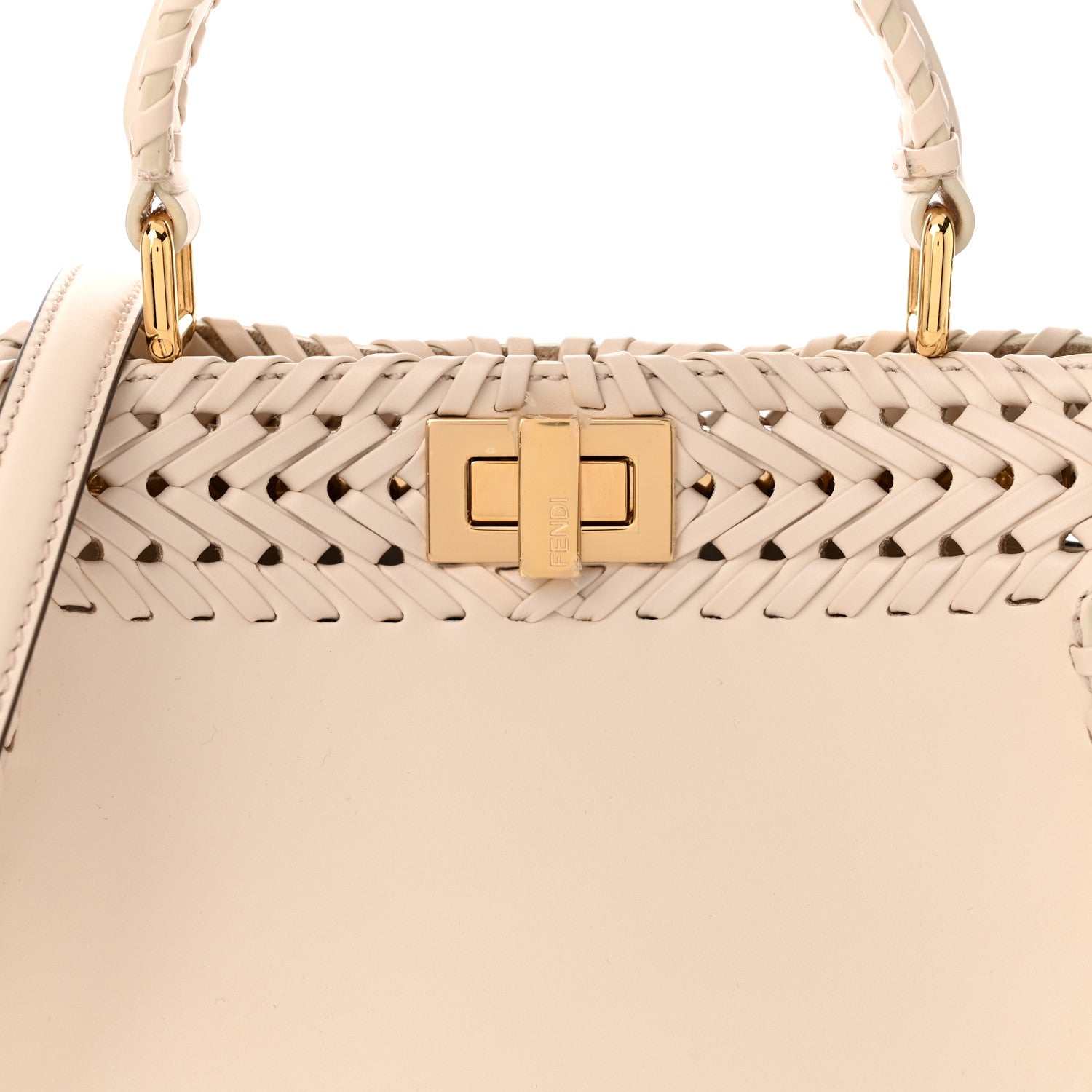 Fendi Nappa Interlace Mini Peekaboo Iconic Satchel Camelia 9 of 11
