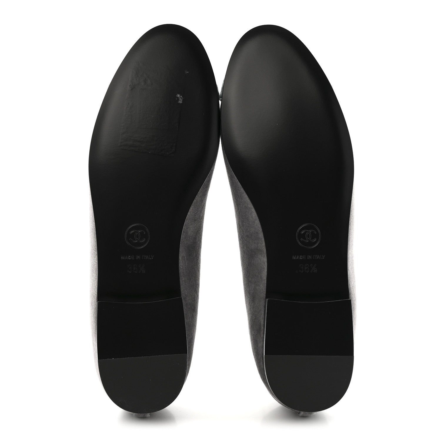 Chanel Velvet Cap Toe Ballerina Flats 36.5 Grey Green 6 of 12