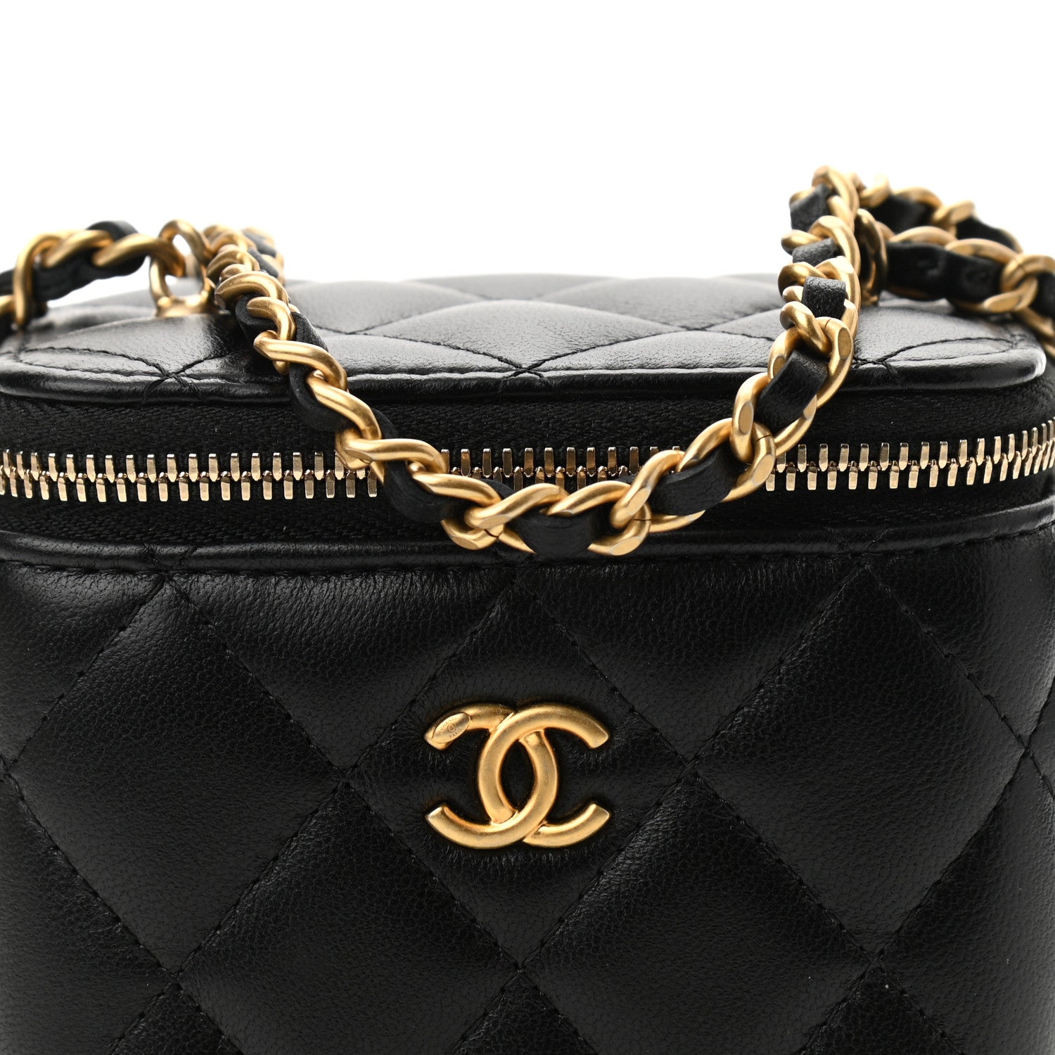 Chanel Lambskin Quilted Mini Pearl Crush Vanity Case With Chain Black 8 of 11