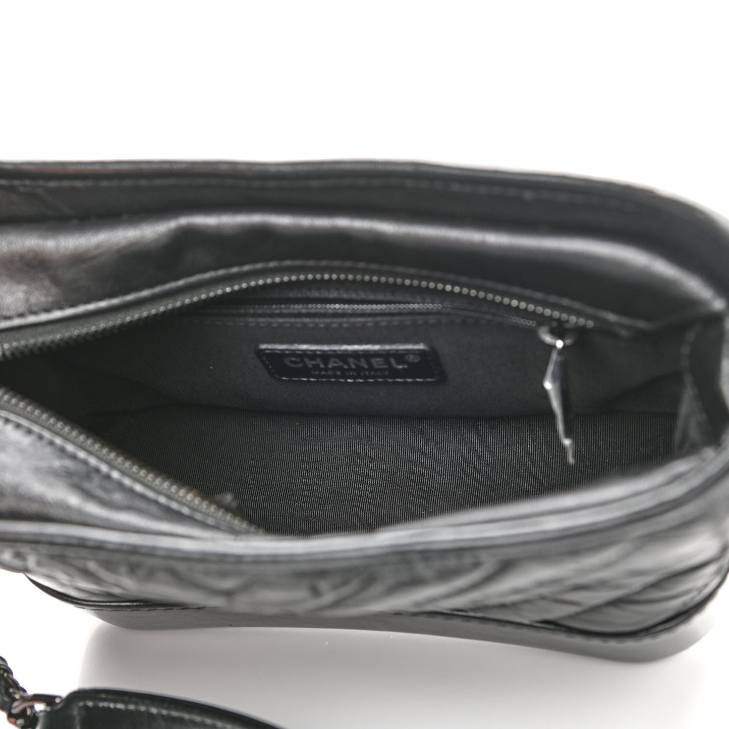 Aged Calfskin Chevron Quilted Small Gabrielle Hobo So Black