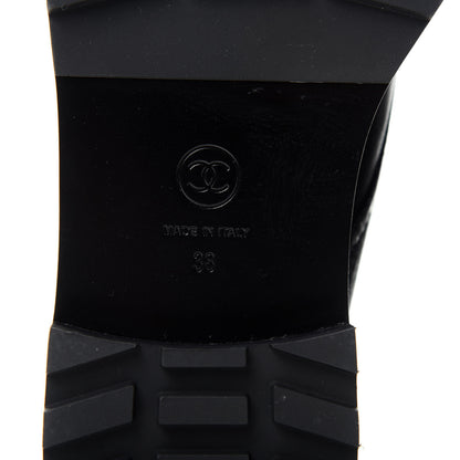 Chanel Crackled Calfskin Velvet Pearl Combat Short Boots 38 Black 9 of 11