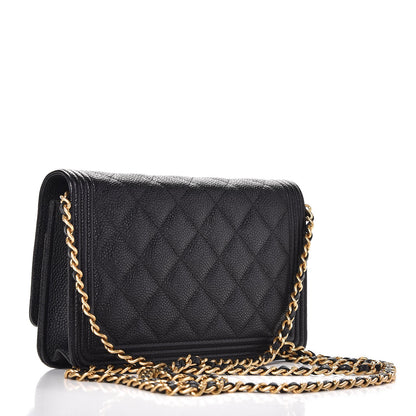 Chanel Caviar Quilted Boy Wallet On Chain WOC Black 14 of 20