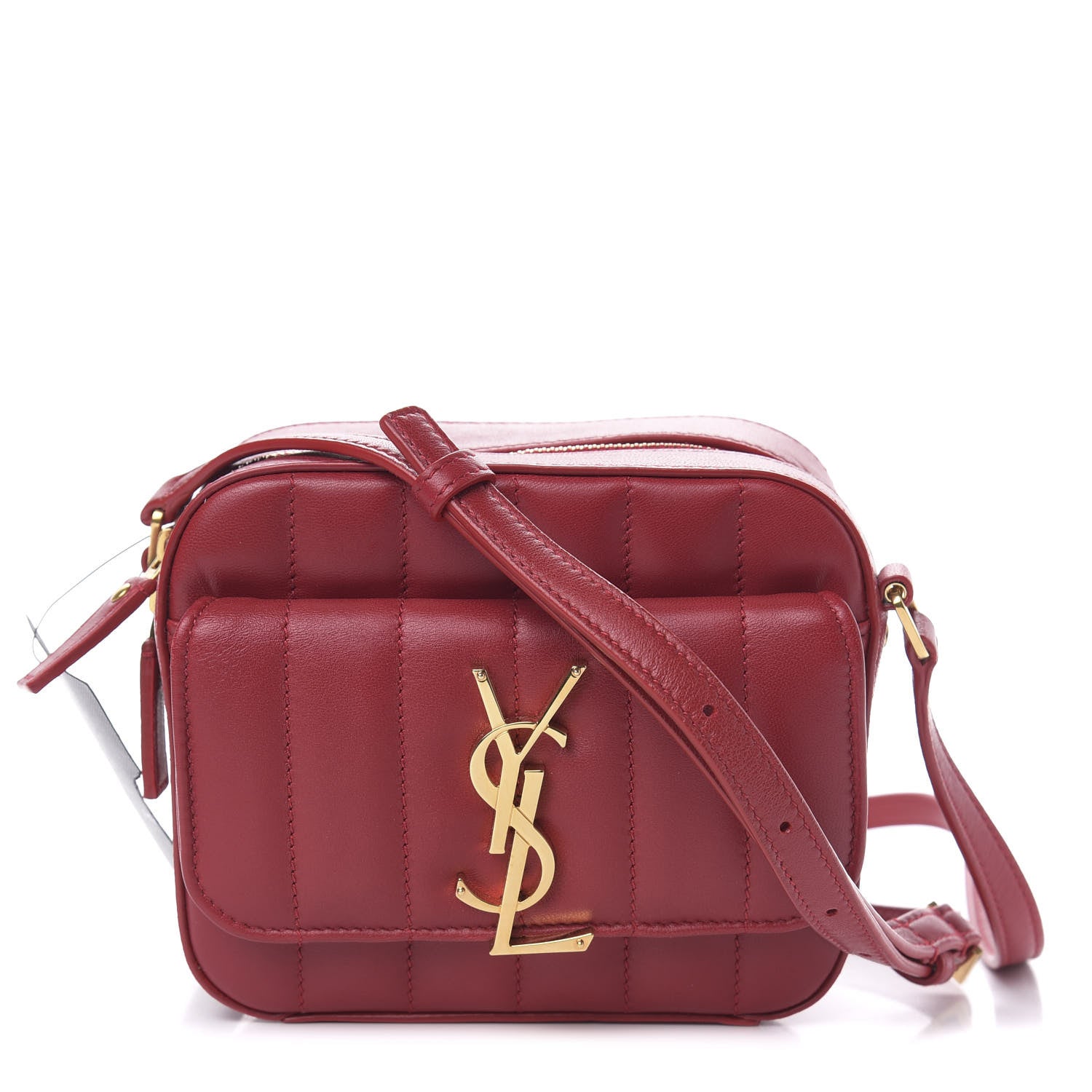 Saint Laurent Lambskin Matelasse Monogram Toy Vicky Camera Bag Red 1 of 10