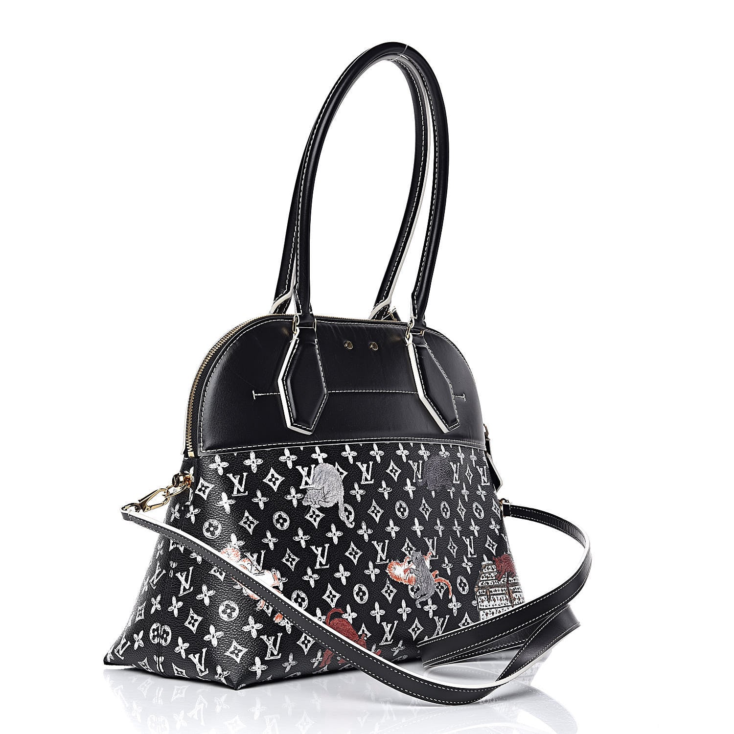 Louis Vuitton Calfskin Catogram Alma Souple MM Black 3 of 11