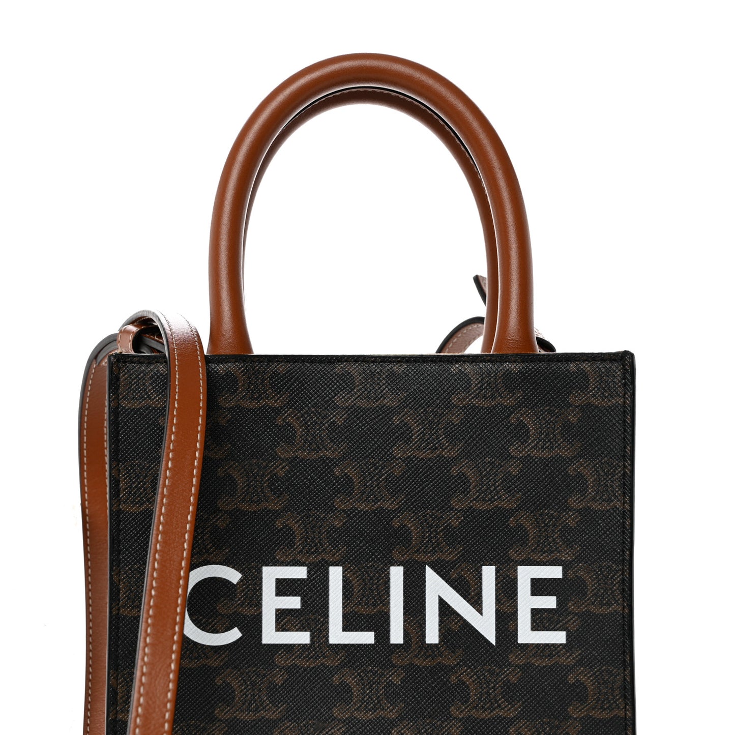 Triomphe Canvas Calfskin Mini Vertical Cabas Tan