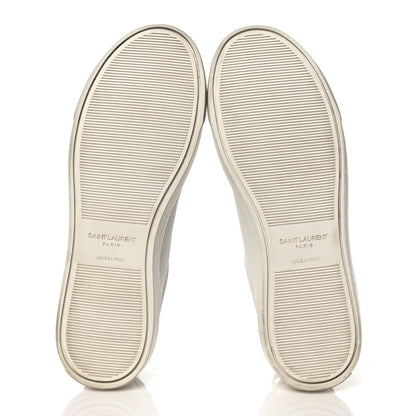 Saint Laurent Perforated Calfskin Glitter Andy Low Top Sneakers 37.5 White Silver 5 of 8