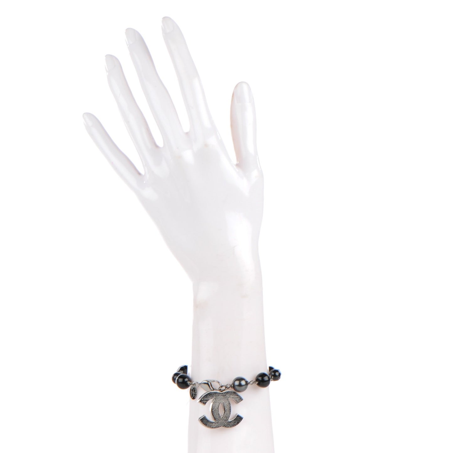 Ruthenium Beaded CC Bracelet Black