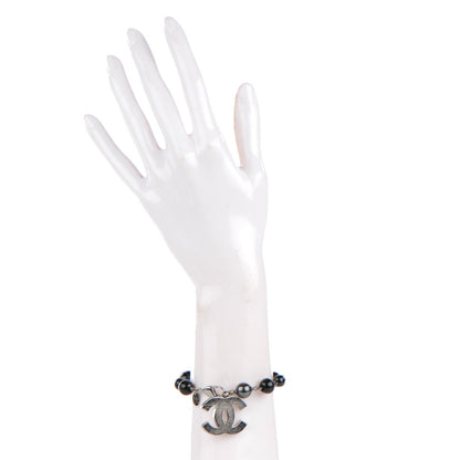 Chanel Ruthenium Beaded CC Bracelet Black 2 of 4