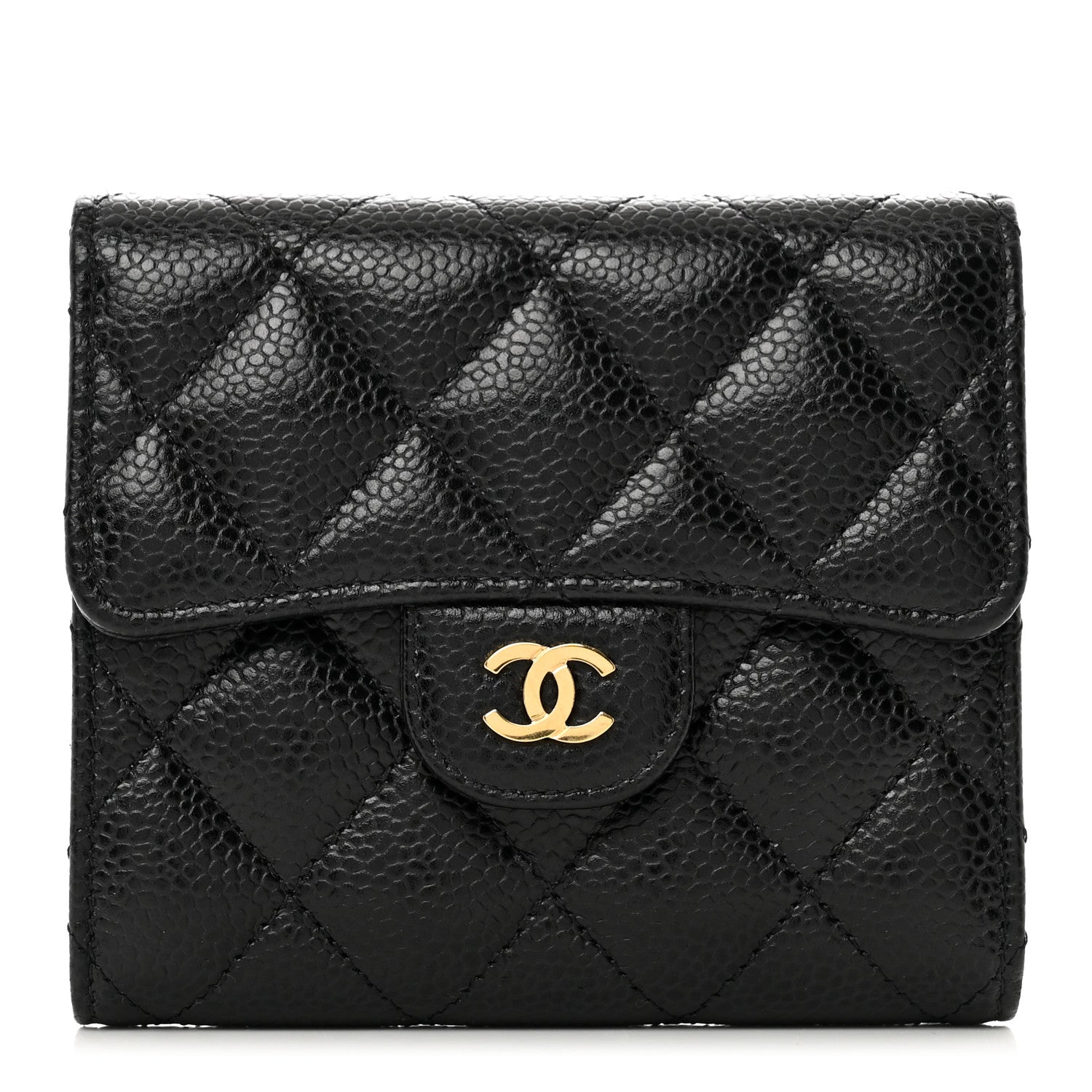 Chanel Caviar Quilted Compact Flap Wallet Black 1 of 8