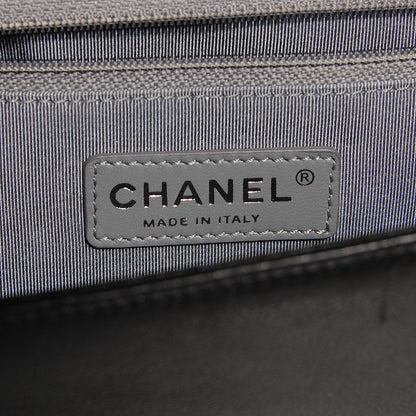 Chanel Metallic Calfskin Quilted New Medium Boy Flap Black 7 of 9