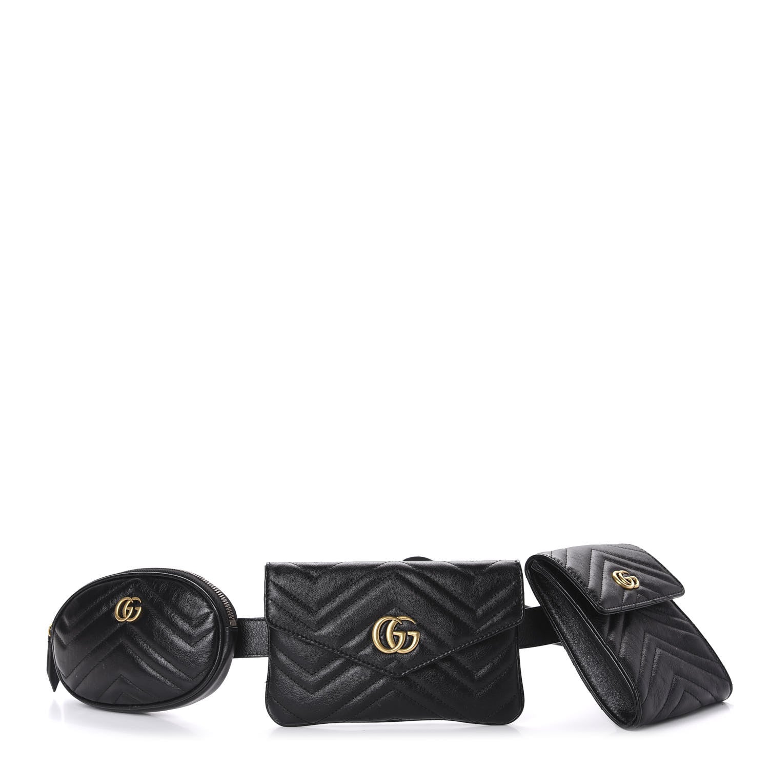 Gucci Calfskin Matelasse GG Marmont 2.0 Multi Belt Bag 85 34 Black 1 of 17