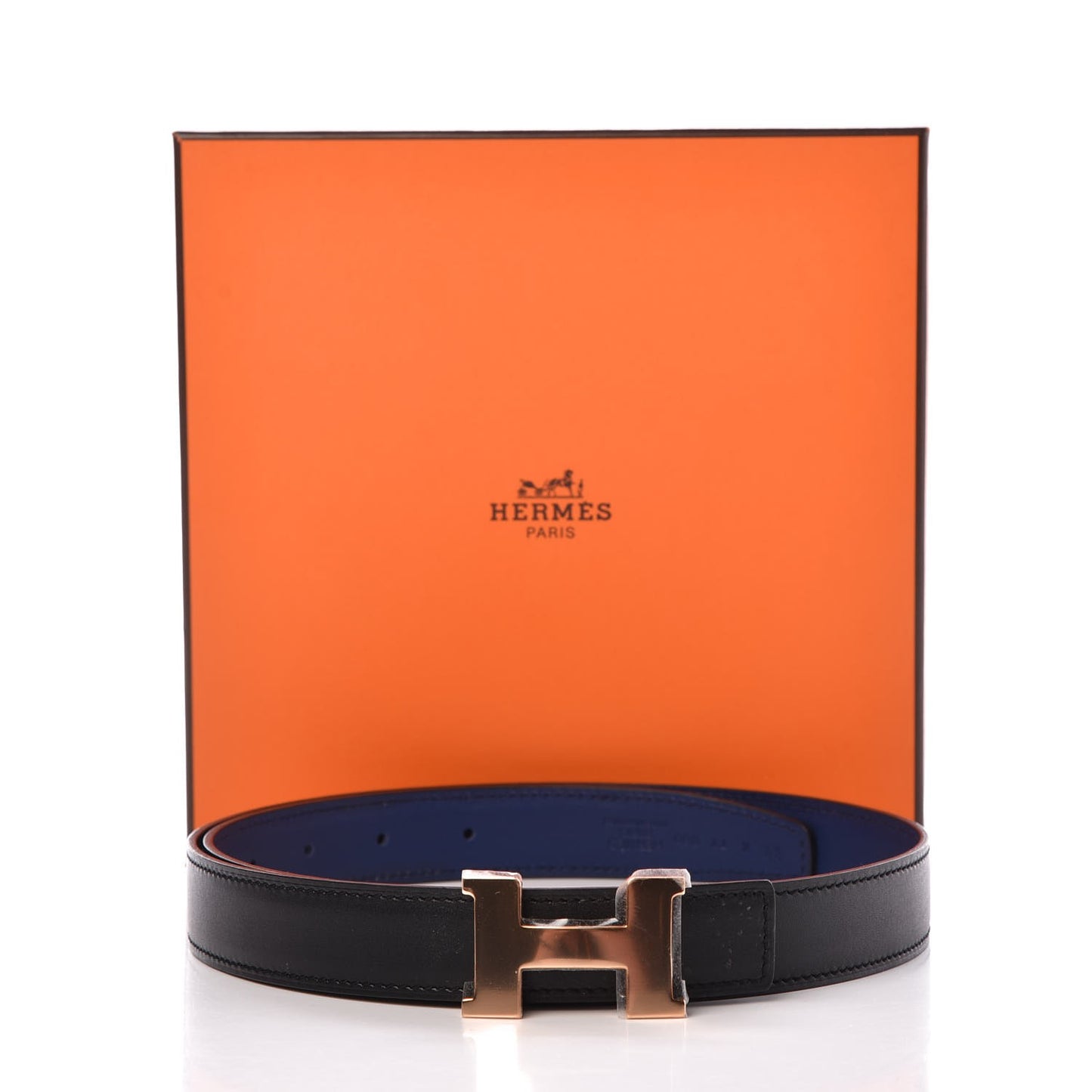 Swift Tadelakt 32mm Constance H Belt 80 Black Bleu Saphir