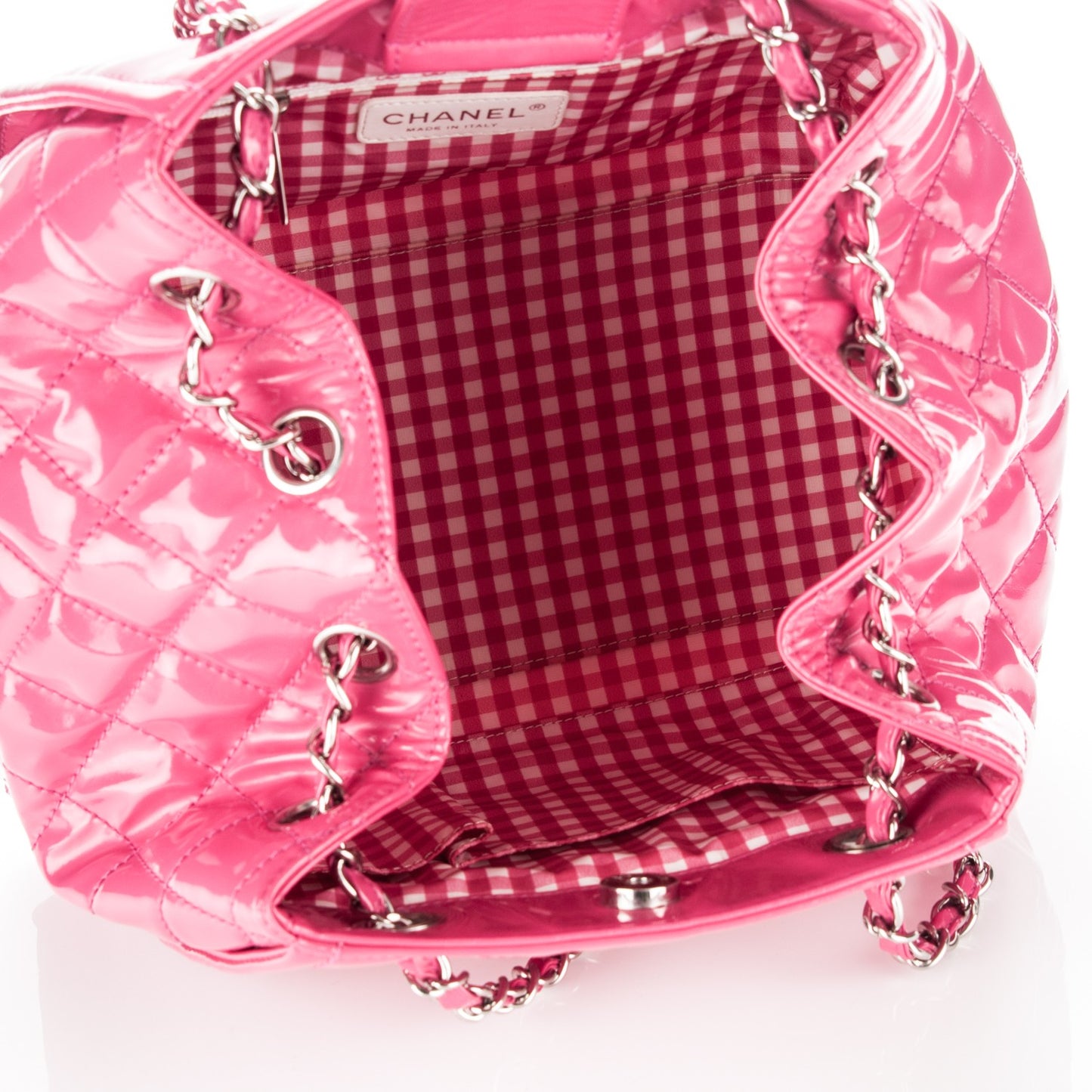 Vinyl Lipstick Ligne Accordion Tote Pink