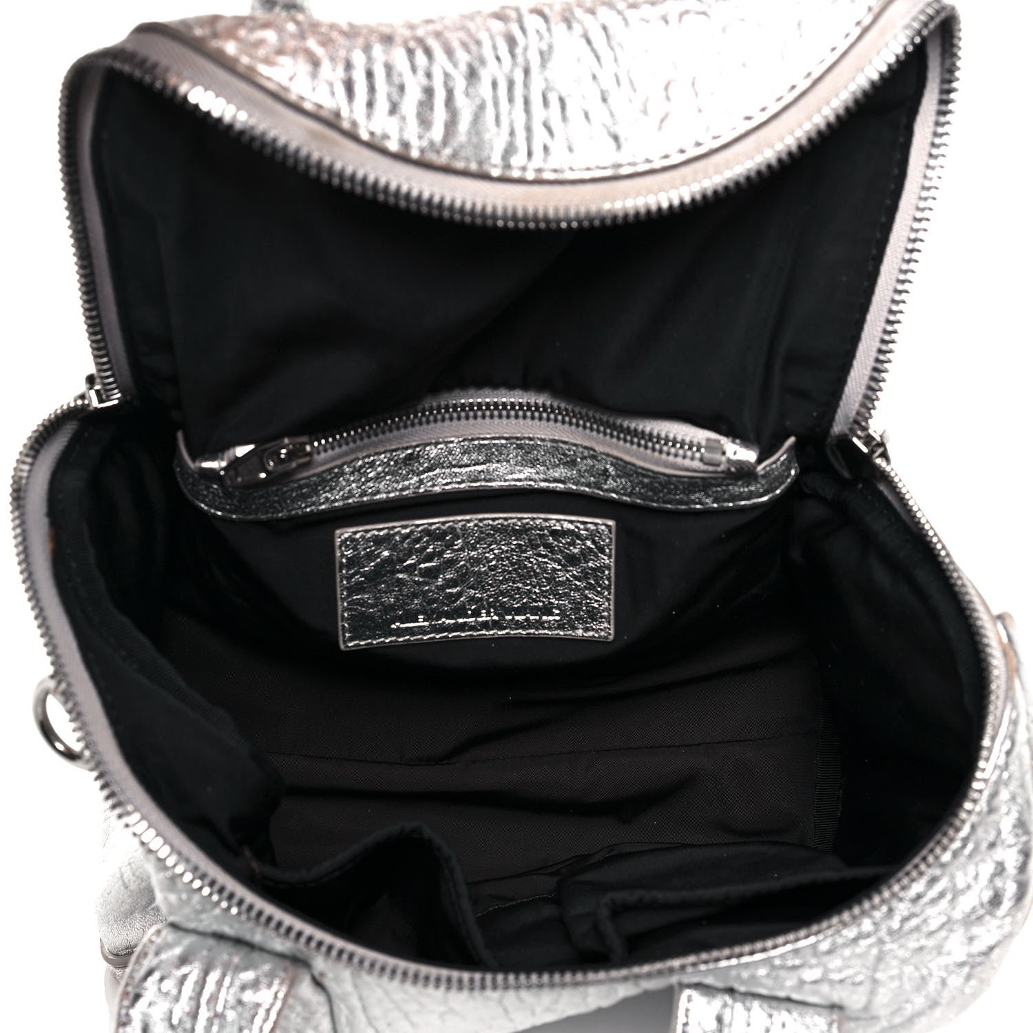 Alexander Wang Metallic Pebbled Lambskin Rockie Rhodium Silver 5 of 17