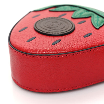 Gucci Textured Dollar Calfskin Retro Interlocking G Fruttini Strawberry Mini Crossbody Lobster Red Black New Acero 10 of 10
